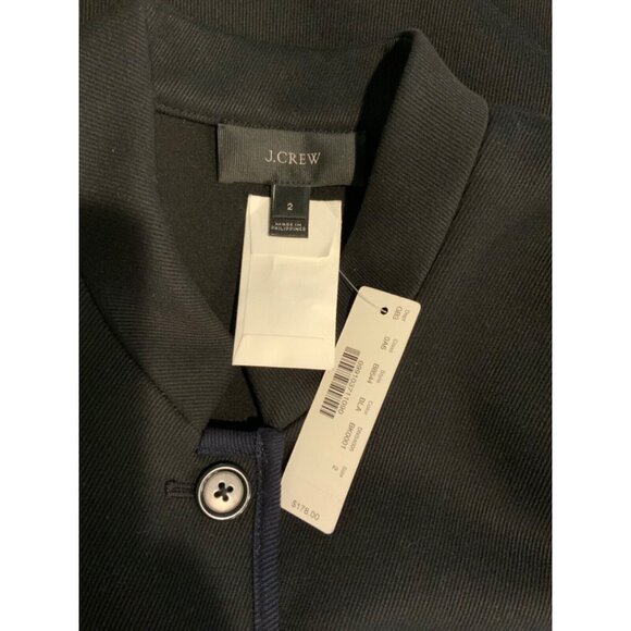 J. Crew Black Micro Striped Textured Jacket W/ Navy Piping, Size 2, NWT! - Picture 7 of 7